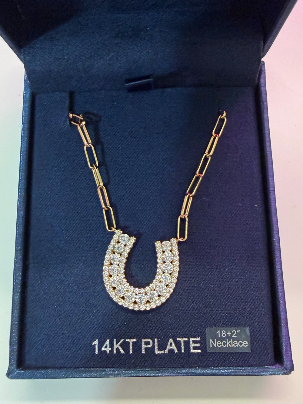 Simply Silver "Simply Brilliant" Crystal Horseshoe Pendant Necklace